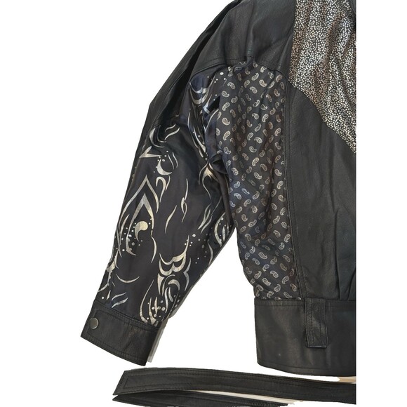 Women’s Genuine Leather Belted Jacket/Motorcycle Classic Black Size M - Picture 13 of 16